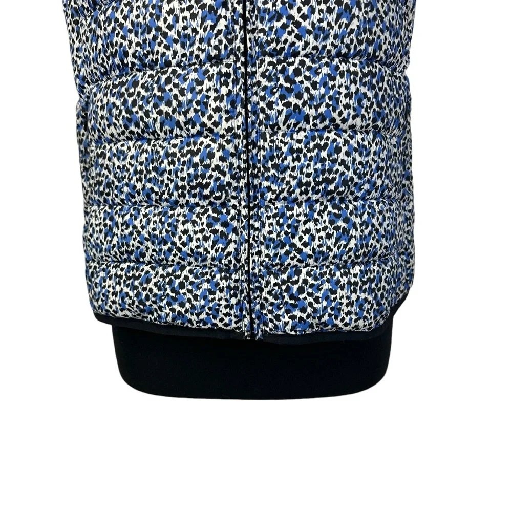 J. Crew Factory S Blue Black Animal Print Puffer Vest